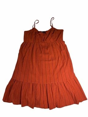 Trixxi Size XL Flowy Tiered MiniBoho Cottagecore Rust Orange Babydoll Tank Dress